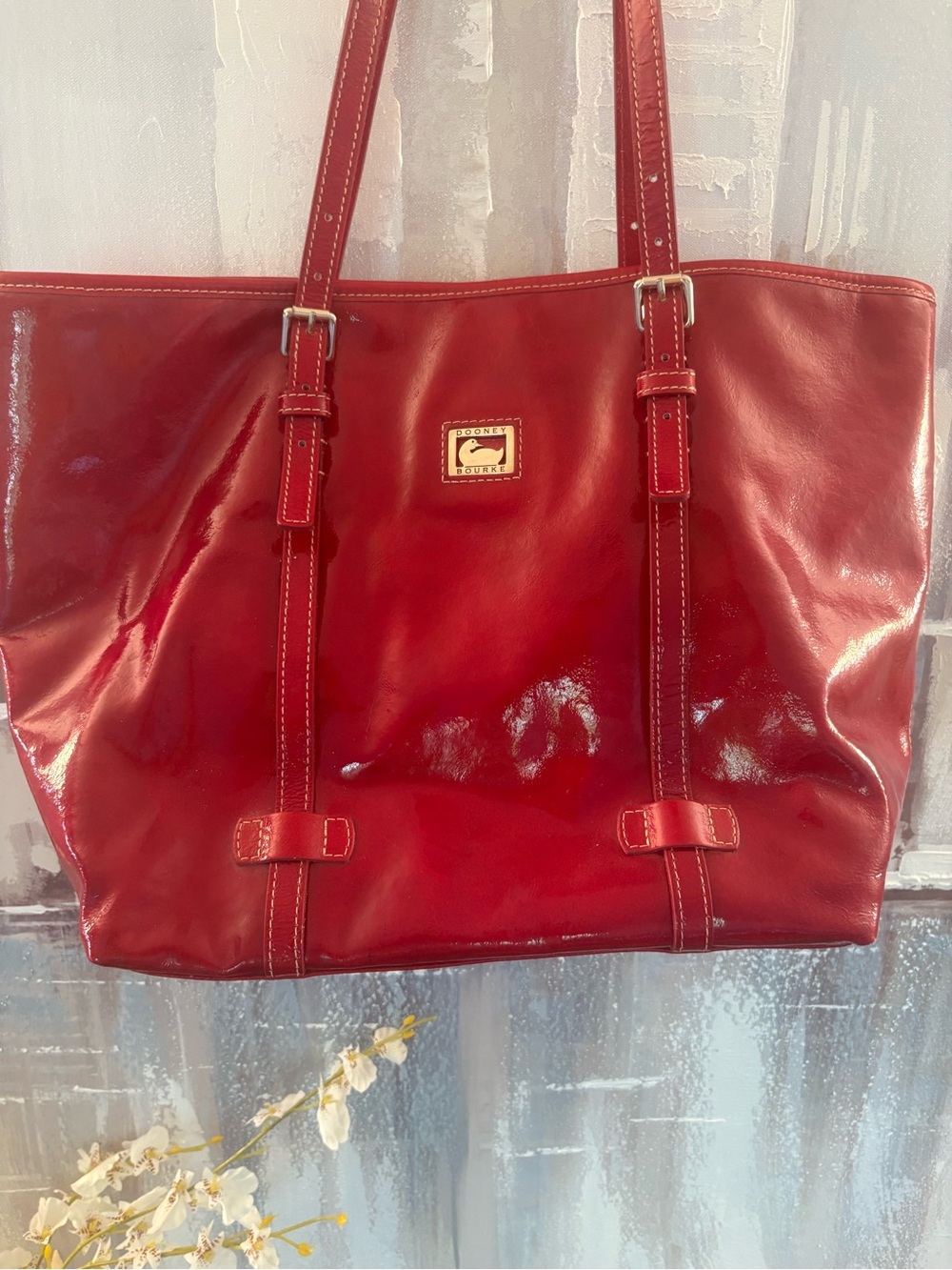 Dooney & Bourke vintage Glossy fire engine/cherry Red Patent Leather Tote